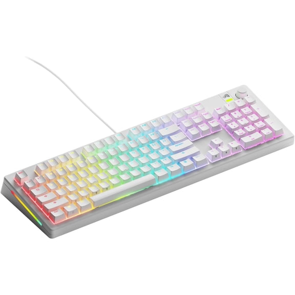 Glorious Gaming - GMMK 3 Custom Mechanical Gaming Keyboard with Knob, 100% Keyboard Full Size, Modular Gasket System, Doubleshot PBT Keycaps, Aluminum Switch Plate, Hotswappable Switches, ANSI(White)