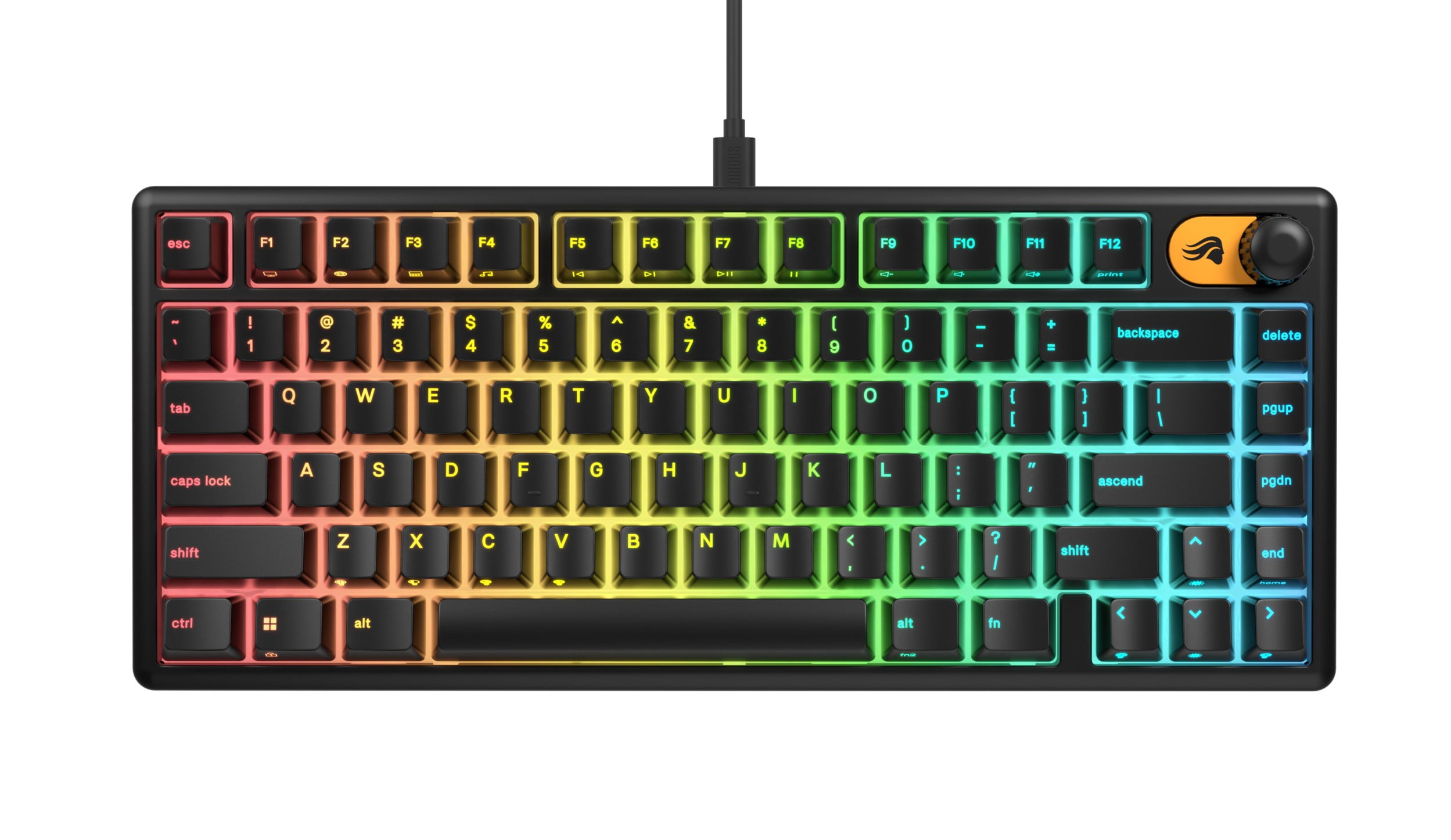 Glorious Gaming Keyboard GMBK 75% - Swappable MX-Compatible Keycaps, Detachable USB Cable - IP57 Waterproof and Dust Resistant - 10-Zone RGB Lighting - Quiet Gaming Switches - 12.6" x 5.4" x 1.6"