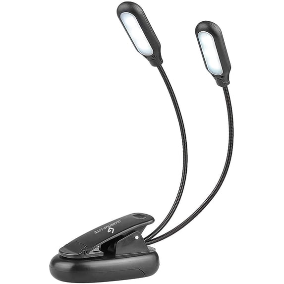 Glorious-Lite 10 LED Clip-on Book Light, Dimmable, Black