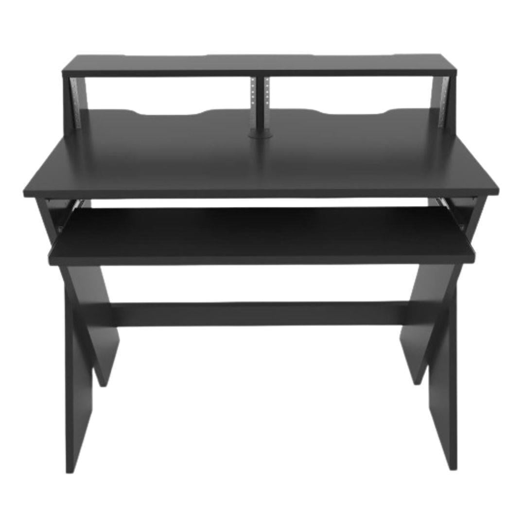 Compact Black Painted Wood Studio Workstation with Keyboard Tray