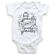 Glory Be Co Cotton The Best Parents Get Promoted To Grandparents Baby Bodysuit, White, 12 Months