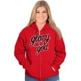 thumbnail image 1 of Glory Be To God Glowing Christian Zip Hoodie Sweatshirt Women Brisco Brands S, 1 of 5