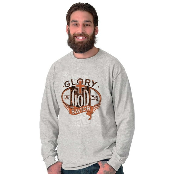 Glory Be To God Religious Faith Plus Size Long Sleeve Graphic Tee Shirt Brisco Brands 3X