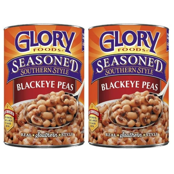 Glory Foods Canned Seasoned Black Eye Peas, 14.5 oz , Can, Pack of 2