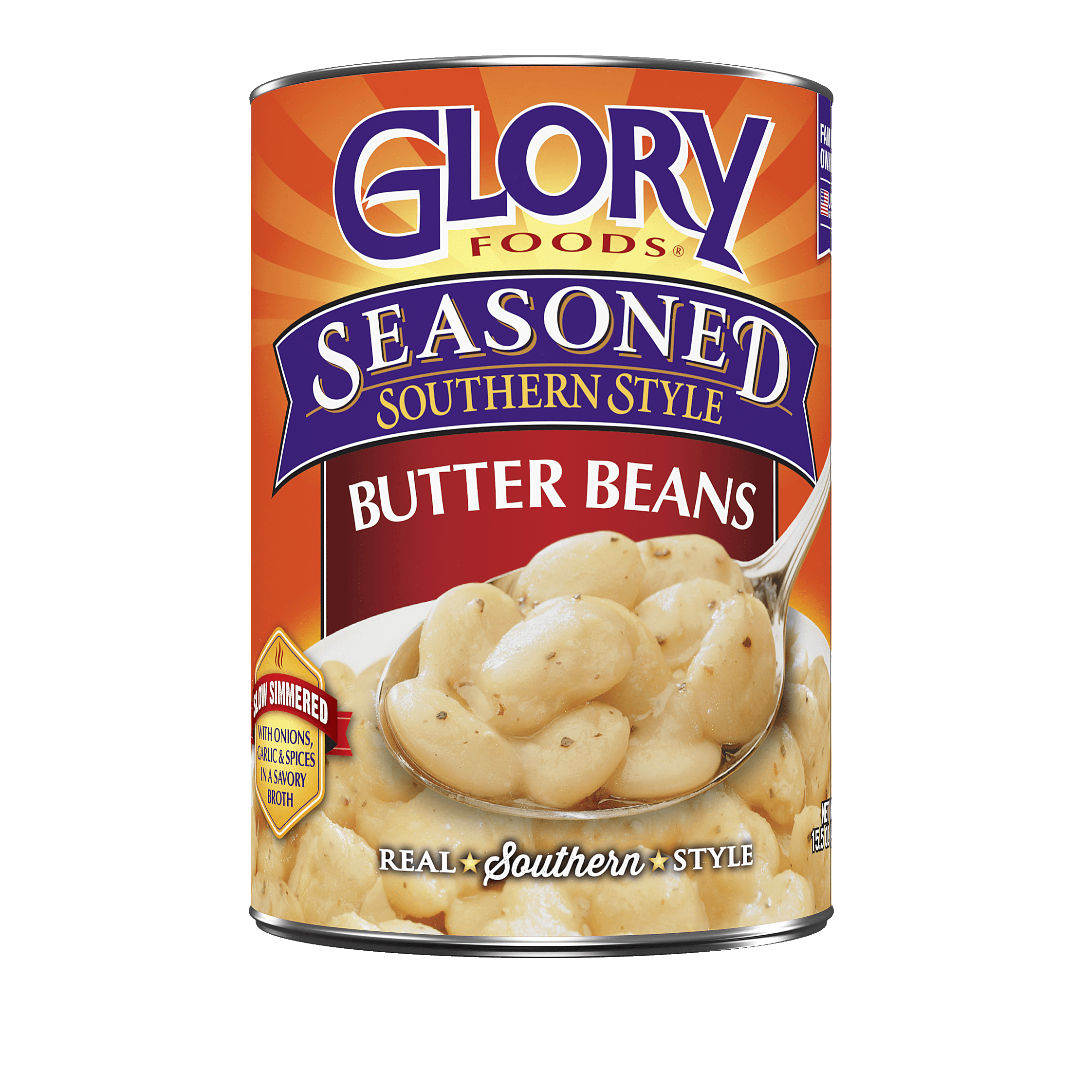 Glory Foods Canned Seasoned Butter Beans, 15.5 oz Can