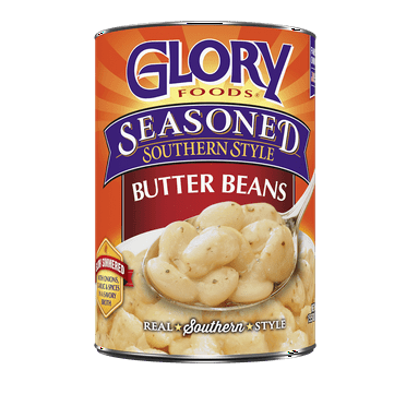 Glory Foods Canned Seasoned Butter Beans, 15.5 oz Can