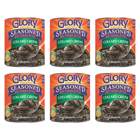 Glory Foods Canned Seasoned Collard Greens 27 oz Can (Pack of 6)