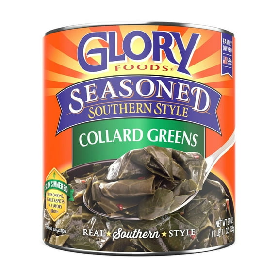 Glory Foods Canned Seasoned Collard Greens, 27 oz Can