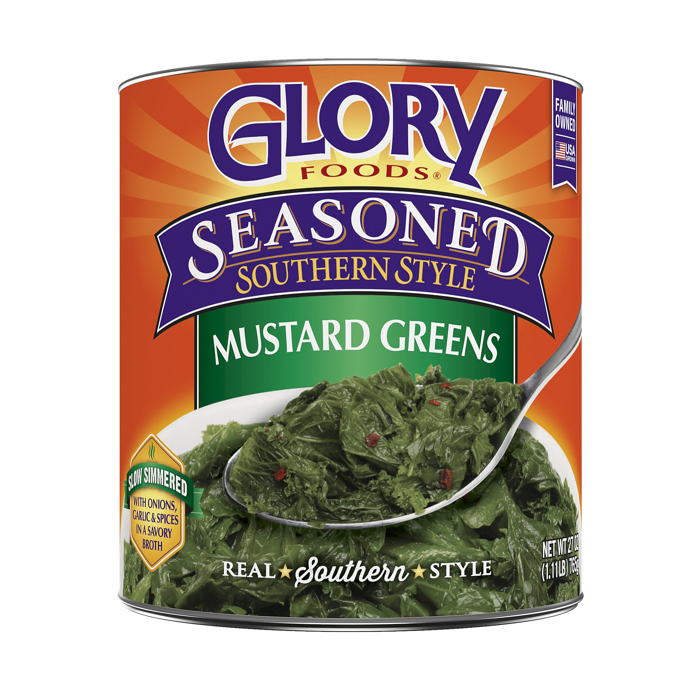 Glory Foods Mustard Greens, Canned Vegetables, 27 oz Can