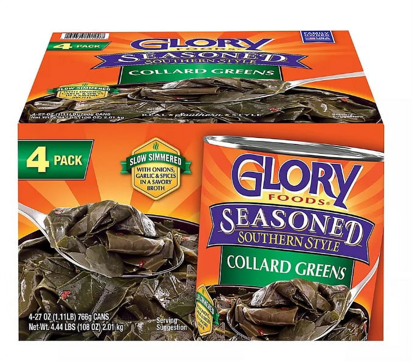 Glory Foods Seasoned Real Southern Style Collard Greens, 4 pk./27 oz