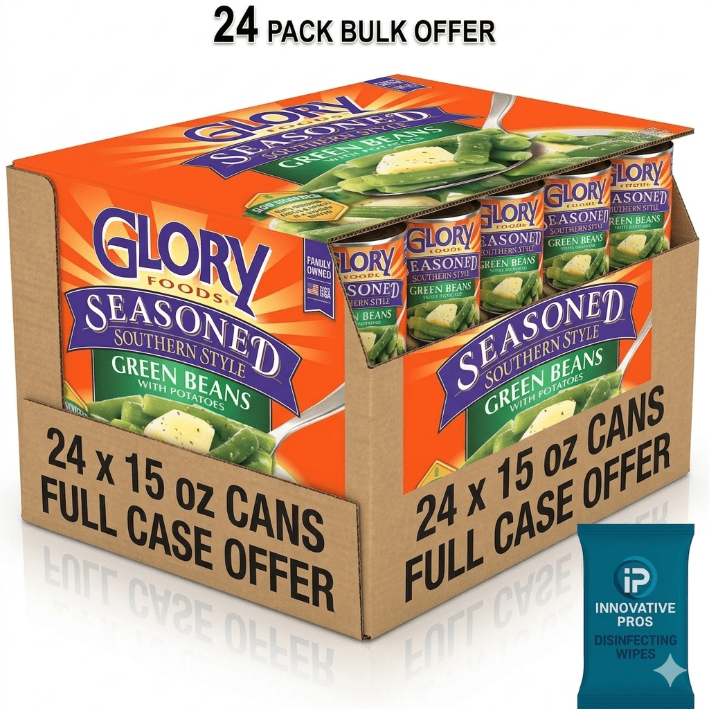 Glory Foods Seasoned Southern Style Green Beans With Potatoes, 27 oz., Can
