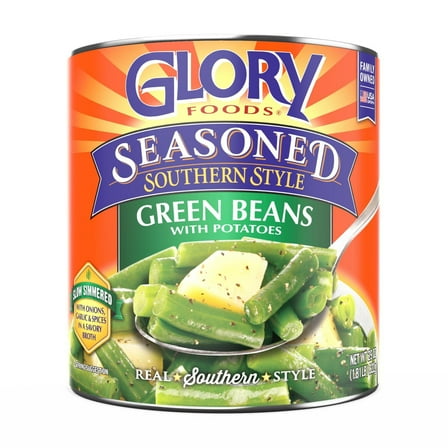 Glory Foods Seasoned Southern Style Green Beans With Potatoes, 27 oz., Can