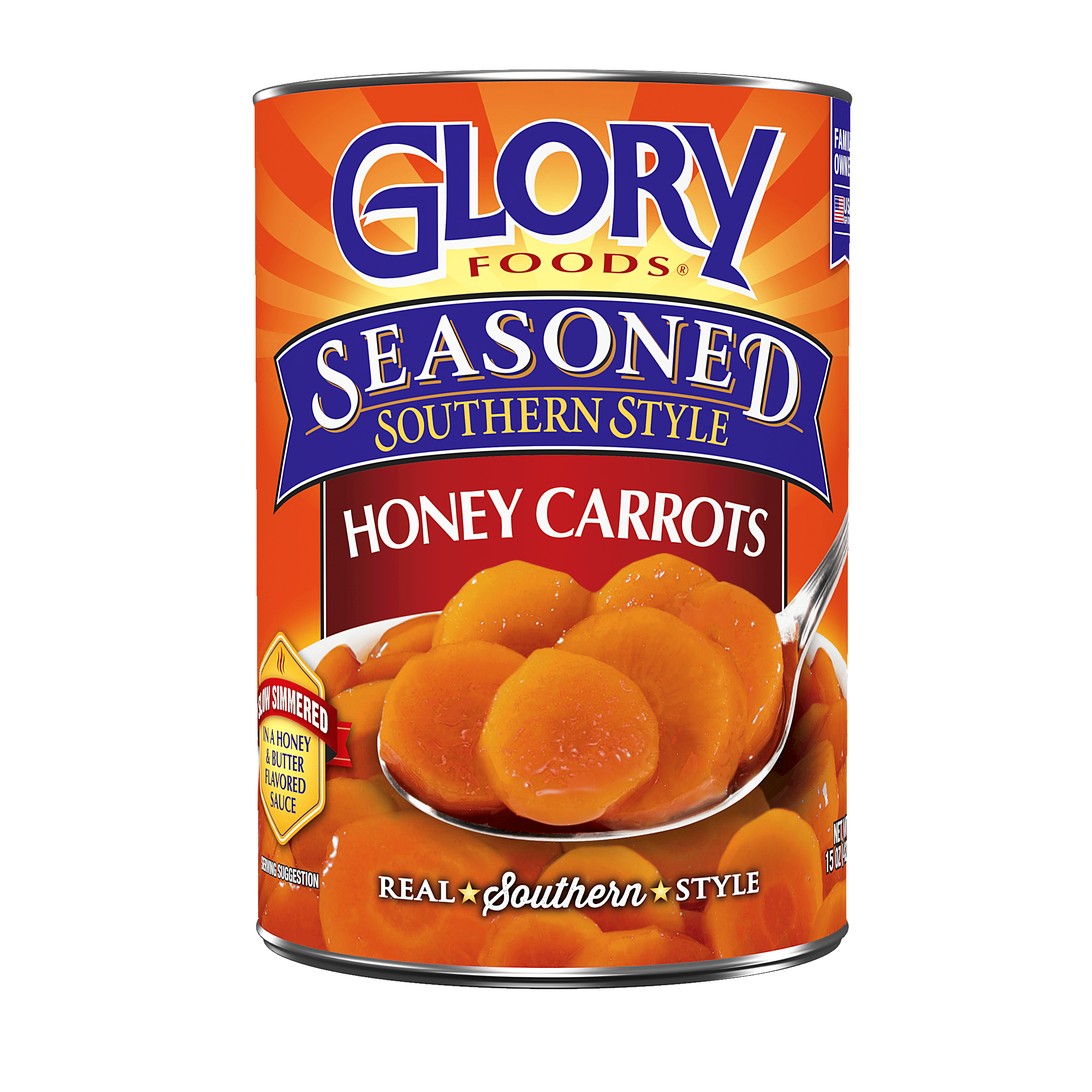 Glory Foods Seasoned Southern Style Honey Carrots, Canned Vegetables, 15.5 oz