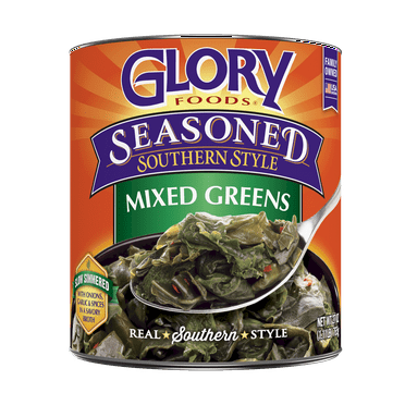 Glory Foods Seasoned Southern Style Mixed Greens, Canned Vegetables, 27 oz , Can