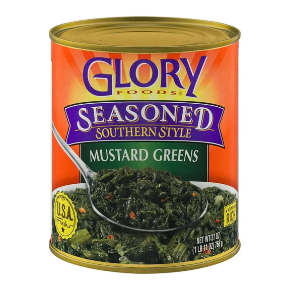 Glory Foods Seasoned Southern Style Mustard Greens 27.0 OZ (Pack of 6)