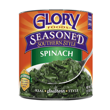 Glory Foods Seasoned Southern Style Spinach, Canned Vegetables, 27 oz