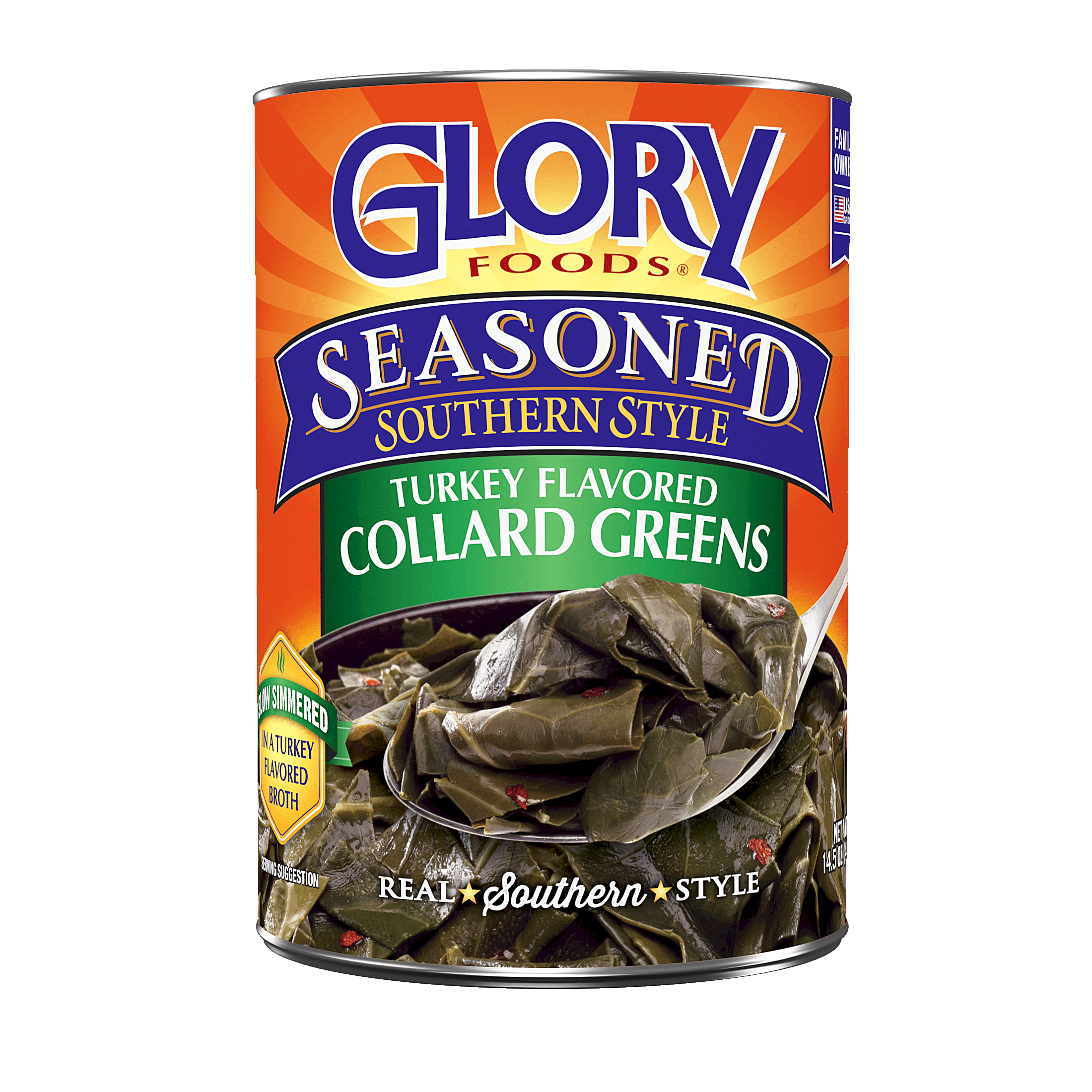 Glory Foods Seasoned Southern Style Turkey Flavored Collard Greens Canned Vegetables 14.5 oz (Pack of 8)