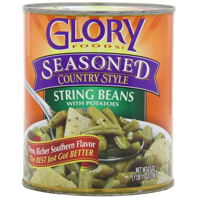 Glory Foods Seasoned String Beans with Potatoes, 27Ounce Pack of 12