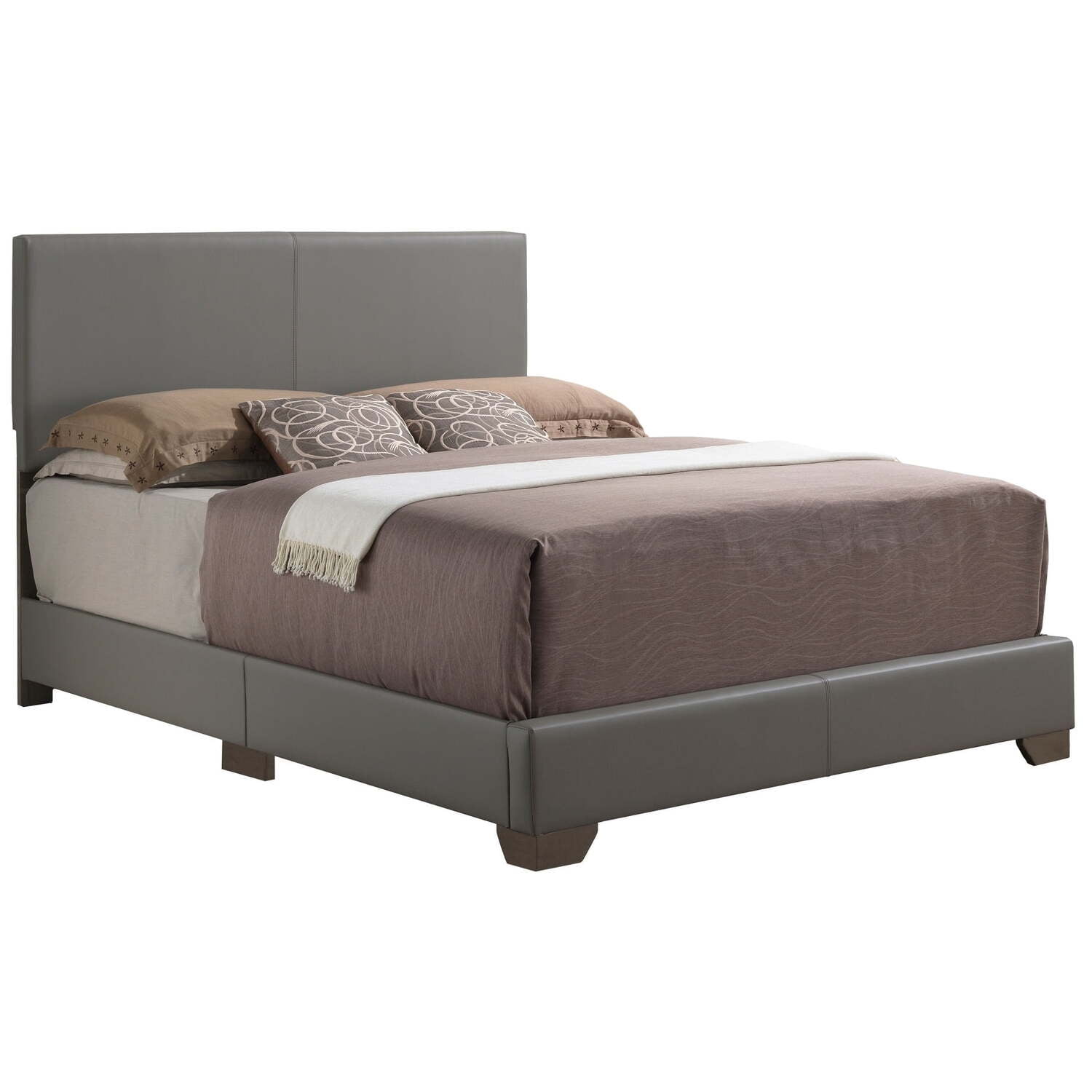 Aaron Gray Full Upholstered Faux Leather Wood Frame Bed