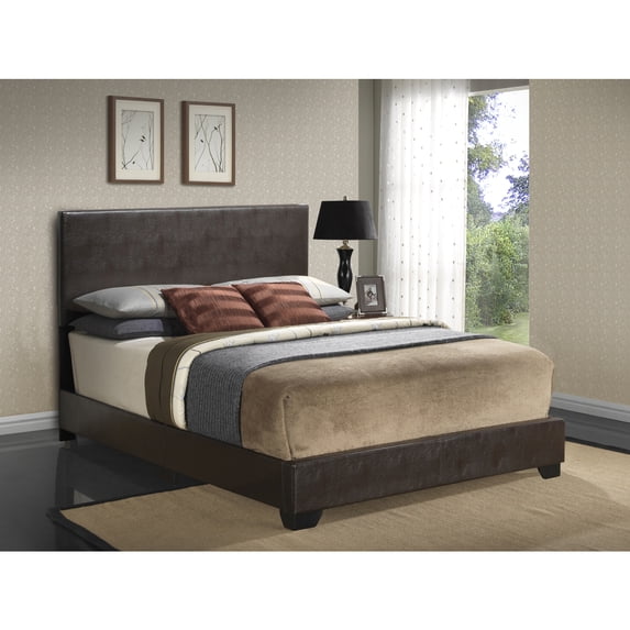 Glory Furniture Aaron Faux Leather Upholstered Queen Bed in Cappuccino