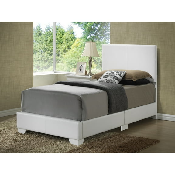 Glory Furniture Aaron Faux Leather Upholstered Twin Bed in White