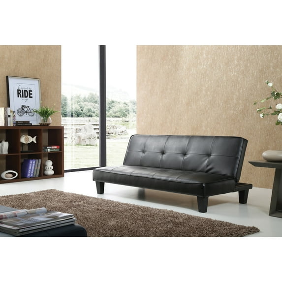Glory Furniture Alan Faux Leather Sleeper Sofa in Black