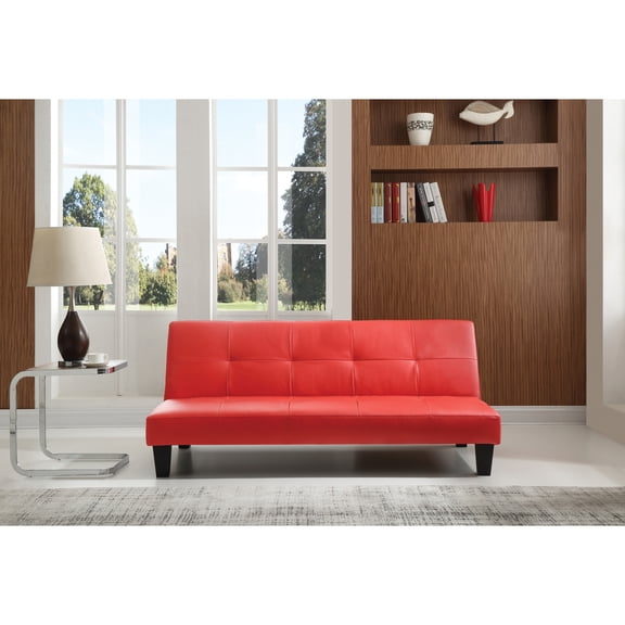Glory Furniture Alan Faux Leather Sleeper Sofa in Red