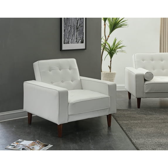 Glory Furniture Andrews Faux Leather Convertible Chair in White