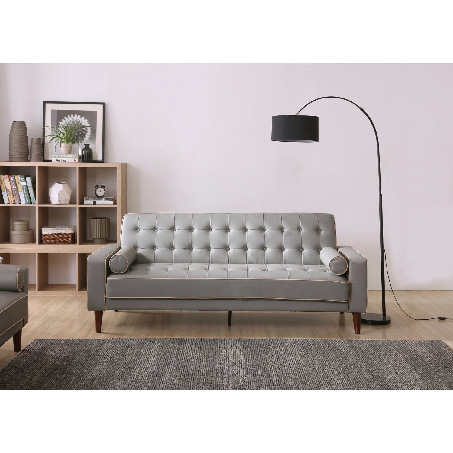 Glory Furniture Andrews Faux Leather Upholstered Sleeper Sofa in Gray ...