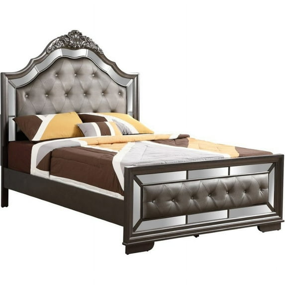 Glory Furniture Ascot King Panel Bed in Metalic Black