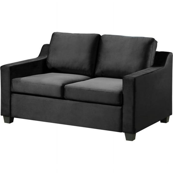 Glory Furniture Ashley Velvet Loveseat in Black