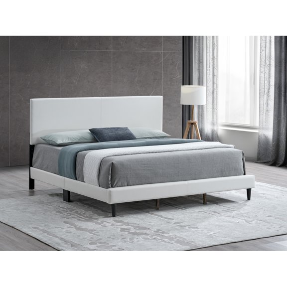 Glory Furniture Baron G00709-KB-UP WHITE Faux Leather Platform Bed