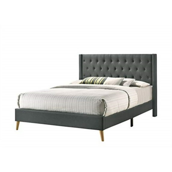 Glory Furniture Bergen Fabric Upholstered Queen Bed in Gray