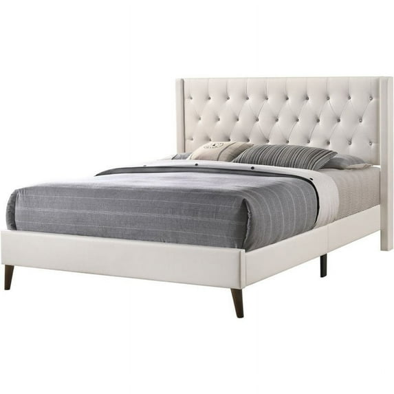 Glory Furniture Bergen Faux Leather Upholstered King Bed in White