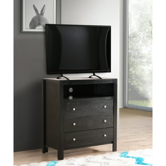 Glory Furniture Burlington 3 Drawer TV Stand in Black