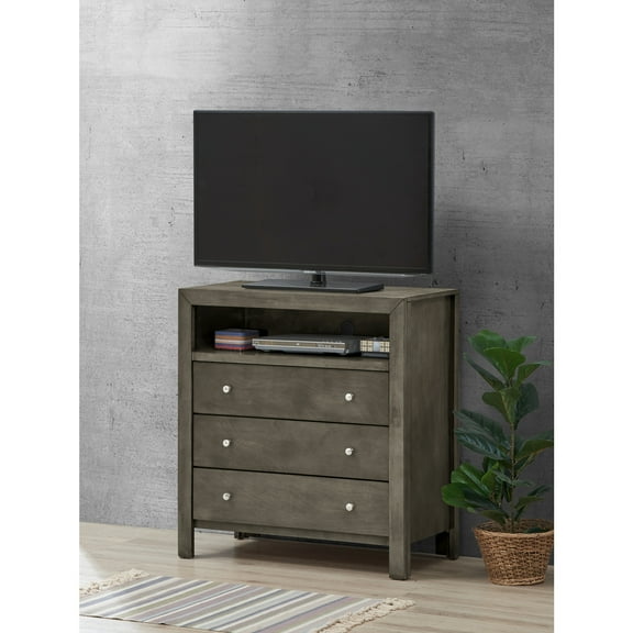 Glory Furniture Burlington 3 Drawer TV Stand in Gray