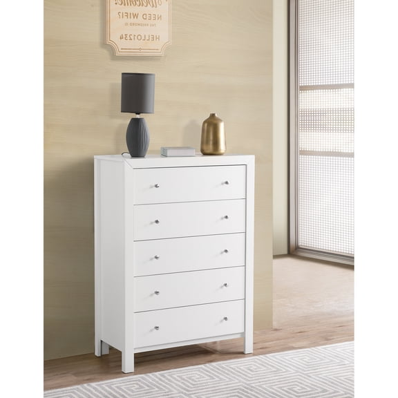 Glory Furniture Burlington 5 Drawer Chest in White
