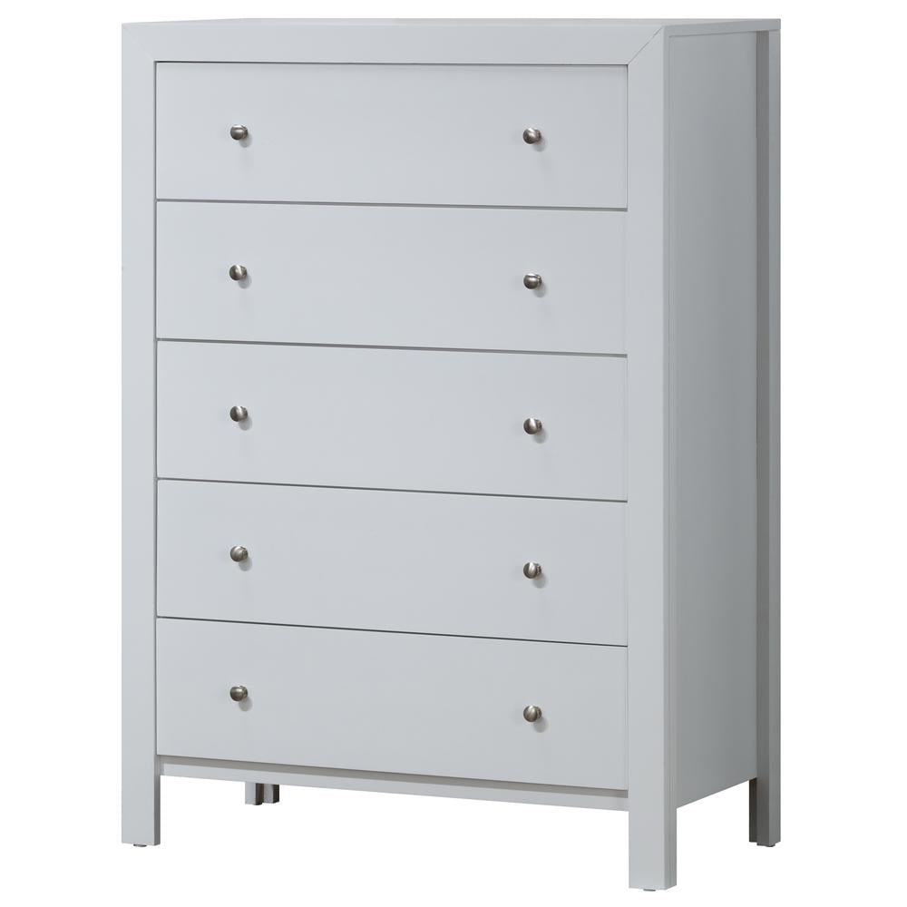 White 48" 5-Drawer Chest with Dovetail Drawers