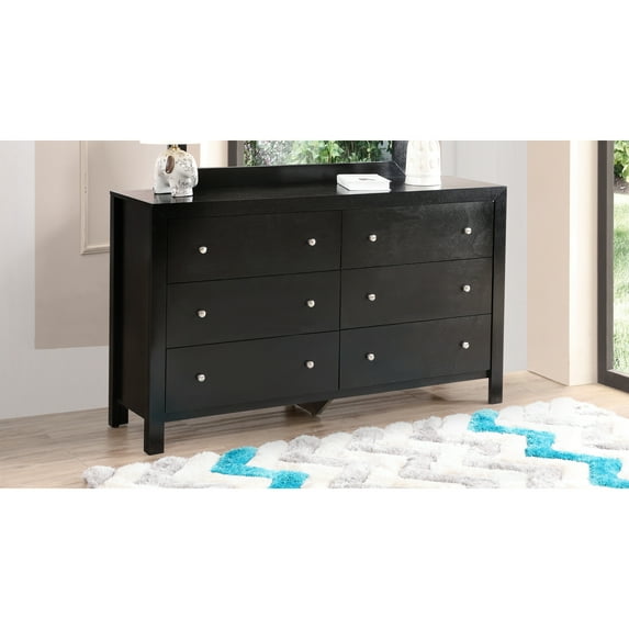 Glory Furniture Burlington 6 Drawer Dresser in Black
