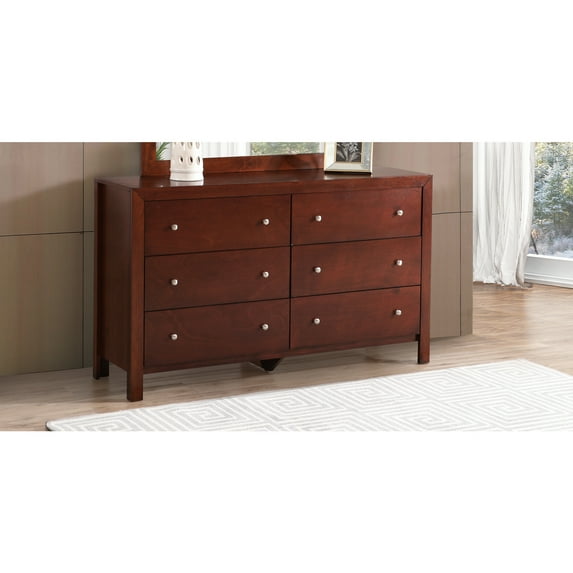 Glory Furniture Burlington 6 Drawer Dresser in Cherry