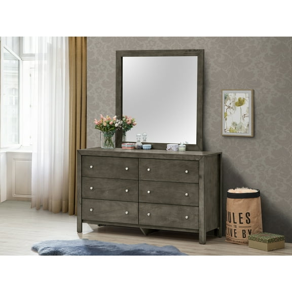 Glory Furniture Burlington 6 Drawer Dresser in Gray