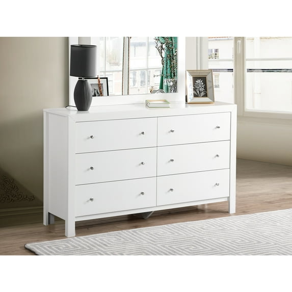 Glory Furniture Burlington 6 Drawer Dresser in White