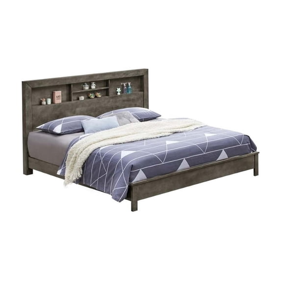 Glory Furniture Burlington King Panel Bed in Gray