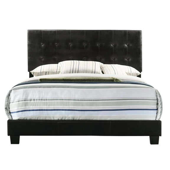 Glory Furniture Caldwell Faux Leather Panel Full Bed in Black