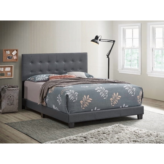 Glory Furniture Caldwell G1306-QB-UP Queen Bed in Dark Grey - Comfortable Fit in Most Bedroom Settings with Painted Feet