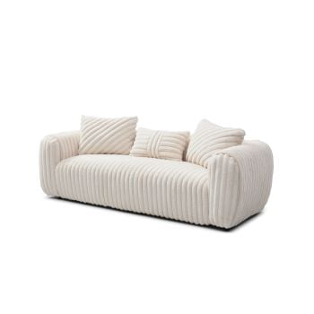 Glory Furniture Cancun Boucle Fabric Upholstered Sofa in White