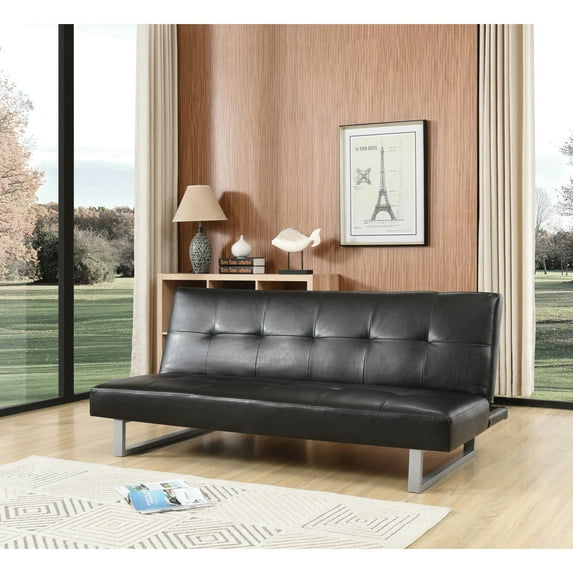 Glory Furniture Chroma Faux Leather Sleeper Sofa in Black