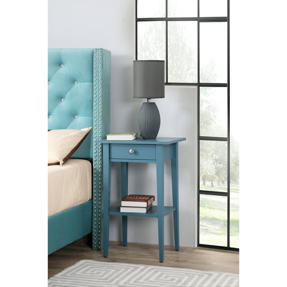 Glory Furniture Dalton 1 Drawer Nightstand in Teal