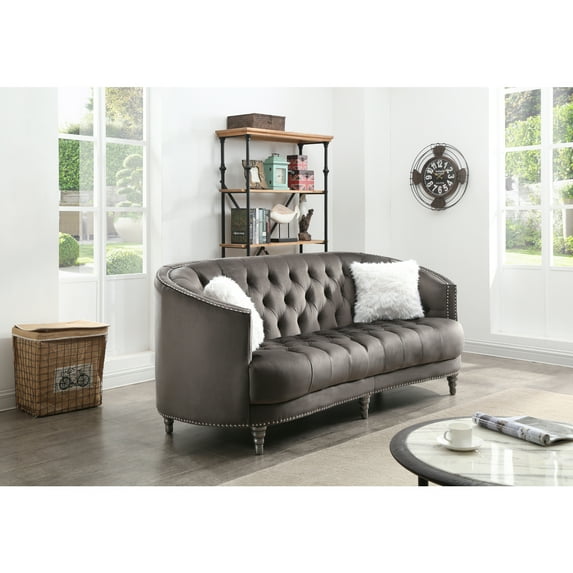 Glory Furniture Dania Velvet Sofa in Gray