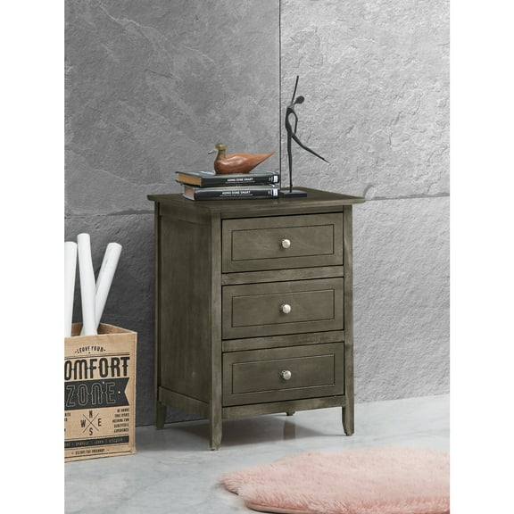 Glory Furniture Daniel 3 Drawer Nightstand in Gray